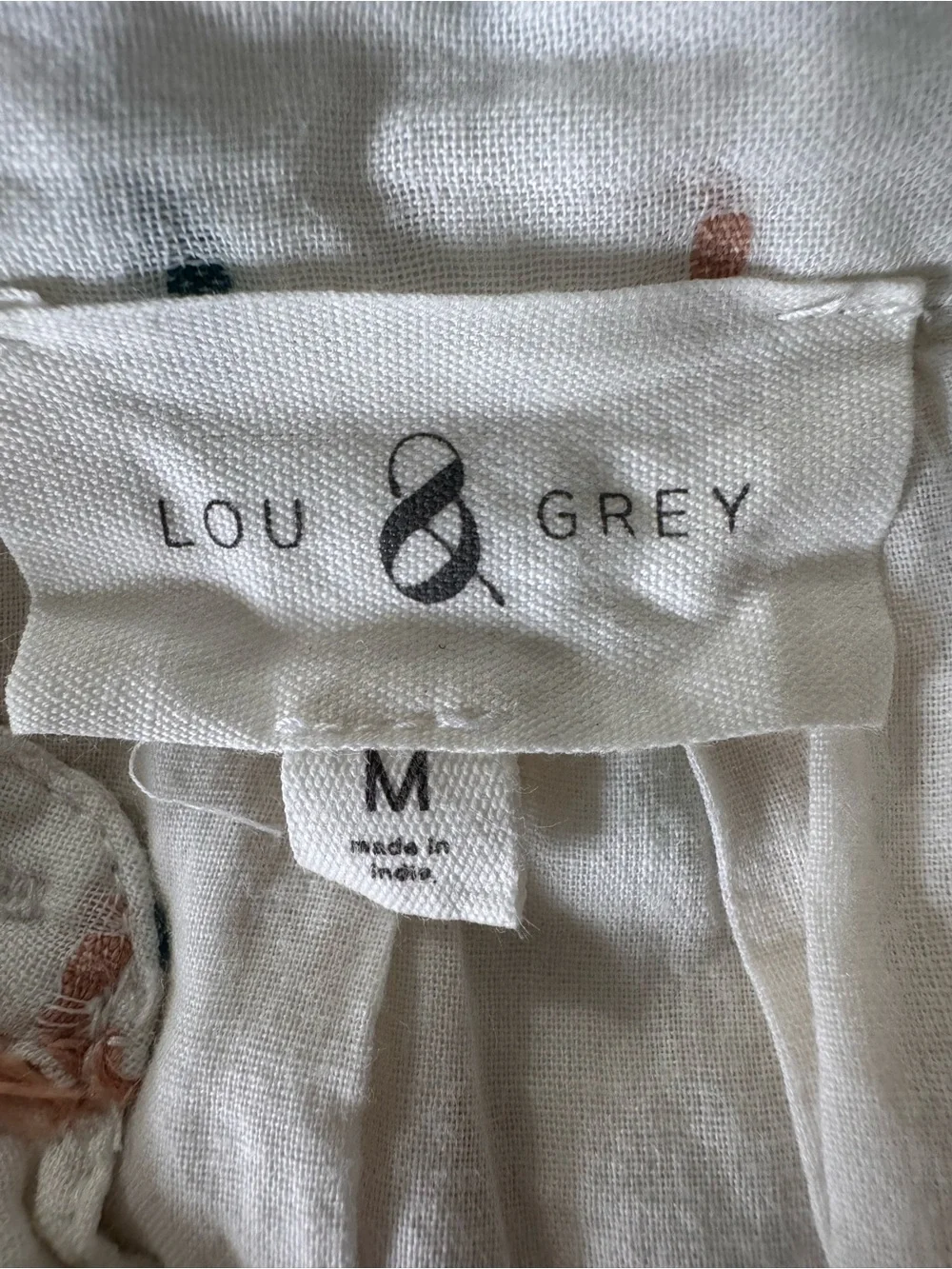 LOFT Lou & Grey Cream Button-Front Shirtdress with Teal & Peach Tassel Print, M